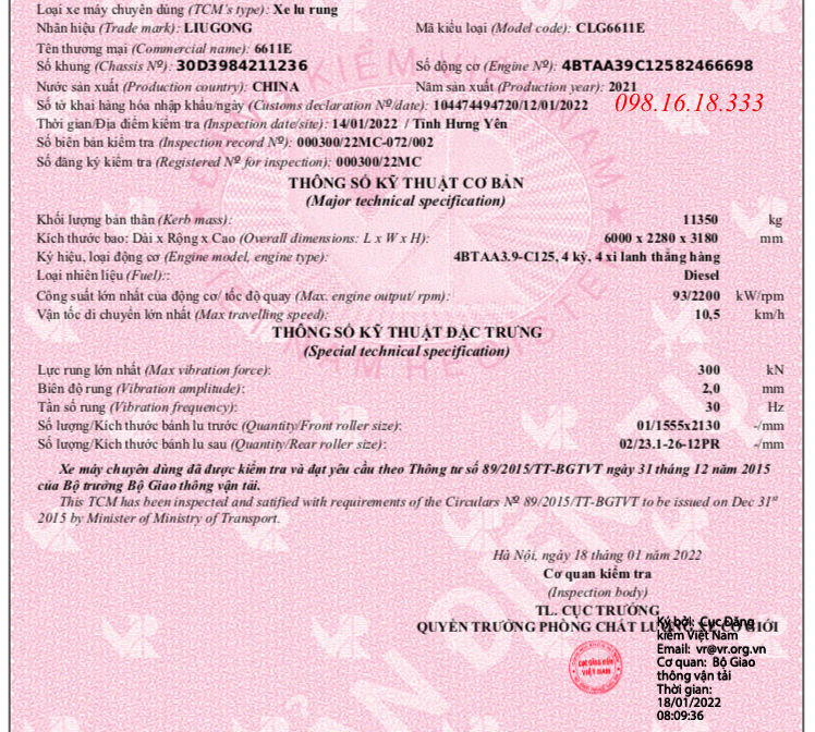 Xe Lu Rung LiuGong CLG6611E - Hiệu Năng Cao Cấp Cho Công Trình